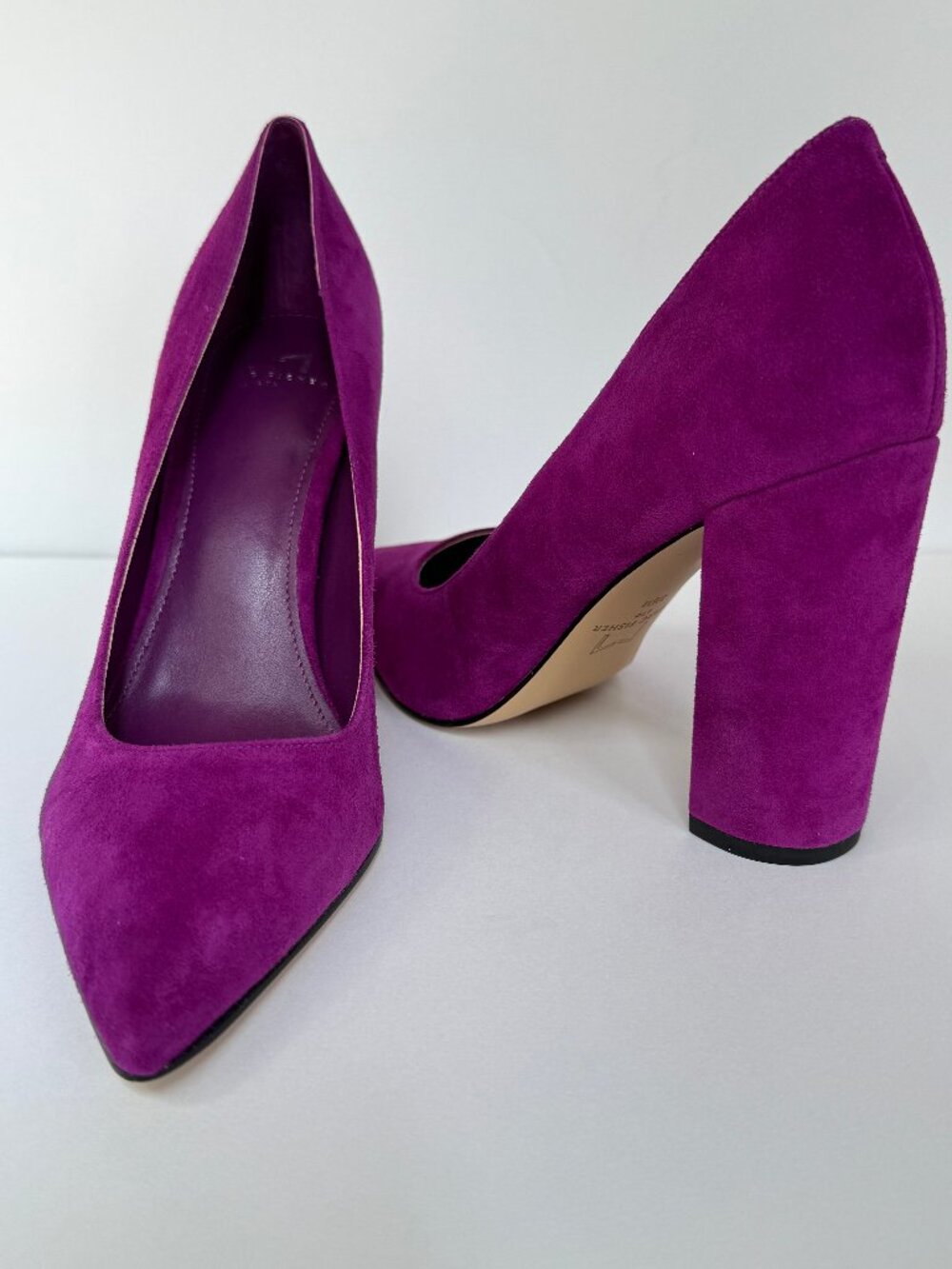Marc Fisher LTD Magenta Suede Abilene Pointy Toe Block Heel Pumps Size 8.5M